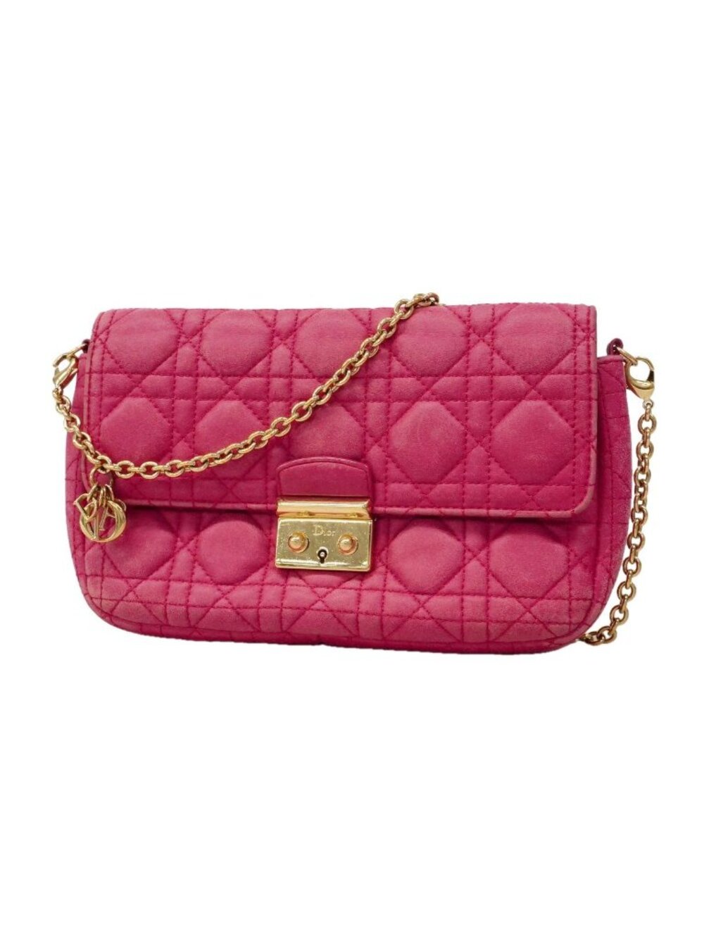 Dior Shoulder Bag Cannage Leather Pink Gold